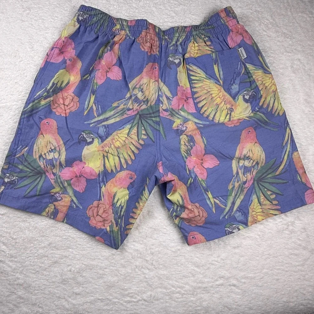 Chubbies Parrot Floral Swim Trunks Elastic Waist Tropical Shorts Large